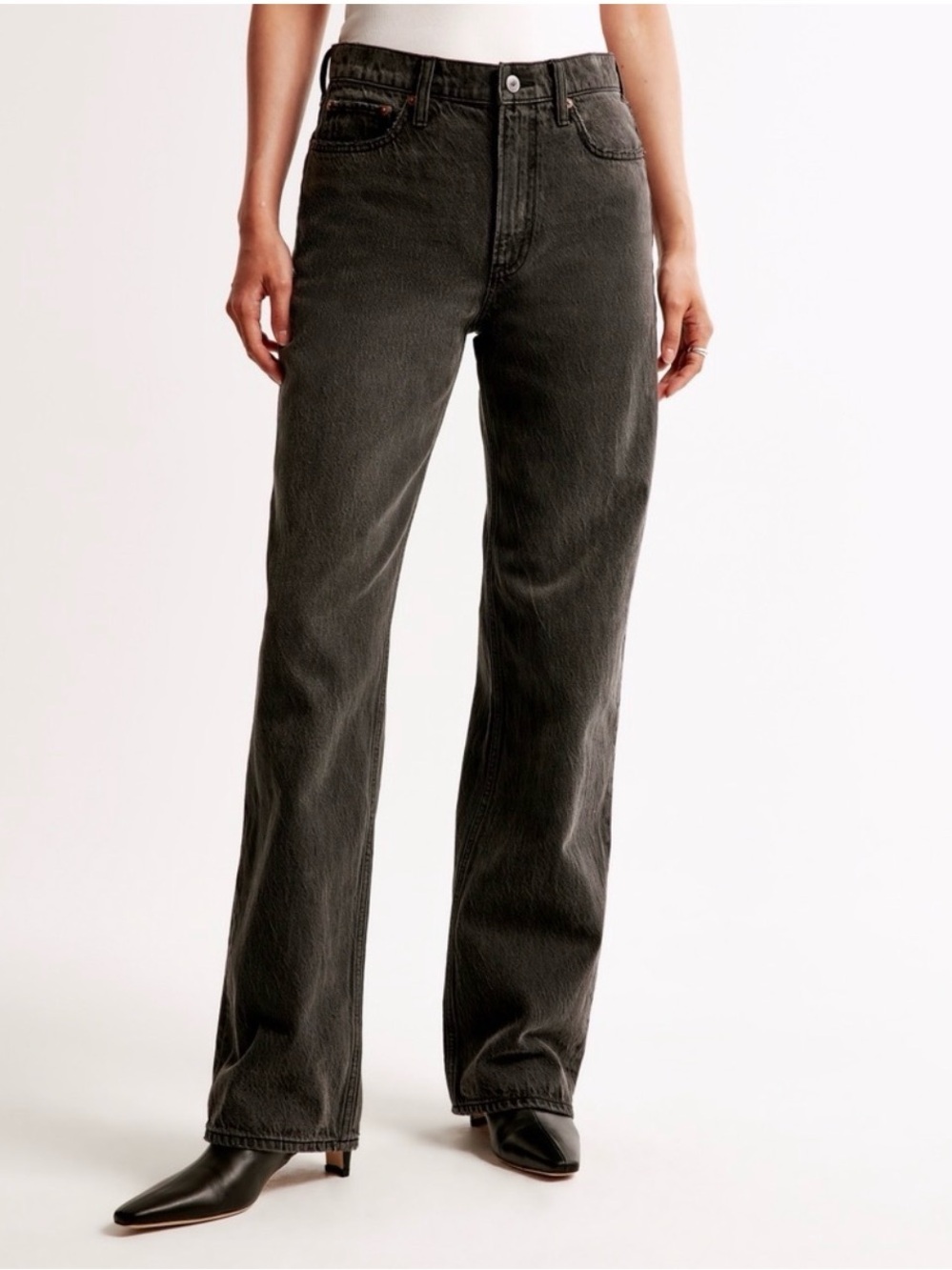 Abercrombie The Loose High Rise Curve Love Black Jeans Women's 12 or 31